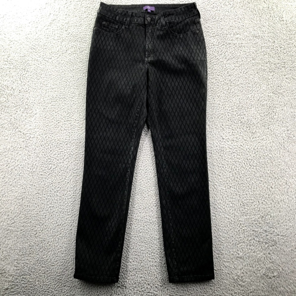 NYDJ Jeans Size 6P Petite Skinny Black Diamond Coated‎ Shimmer Denim